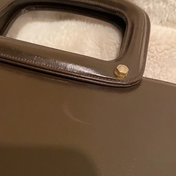 Structured Dark Brown Leather Top-Handle Women's Bag - Picture 9 of 11